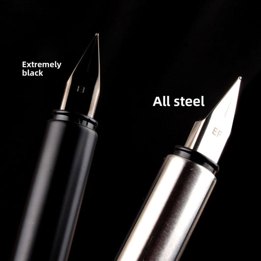 Sunyale Stunning Silver Full-Frosted & Matte Black Fountain Pen — EEF Fine Nib, OEM/ODM Custom