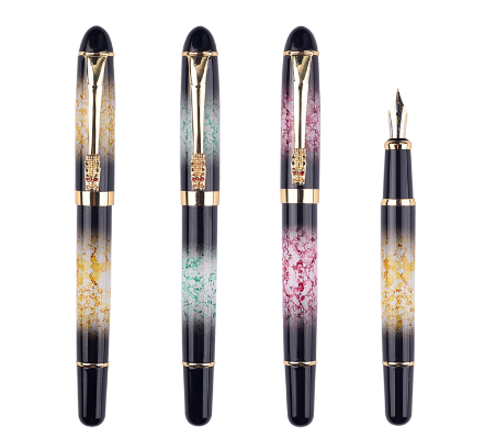 Aurora Marble Fountain Pen with Jeweled Clip – OEM/ODM Custom by Sunyale