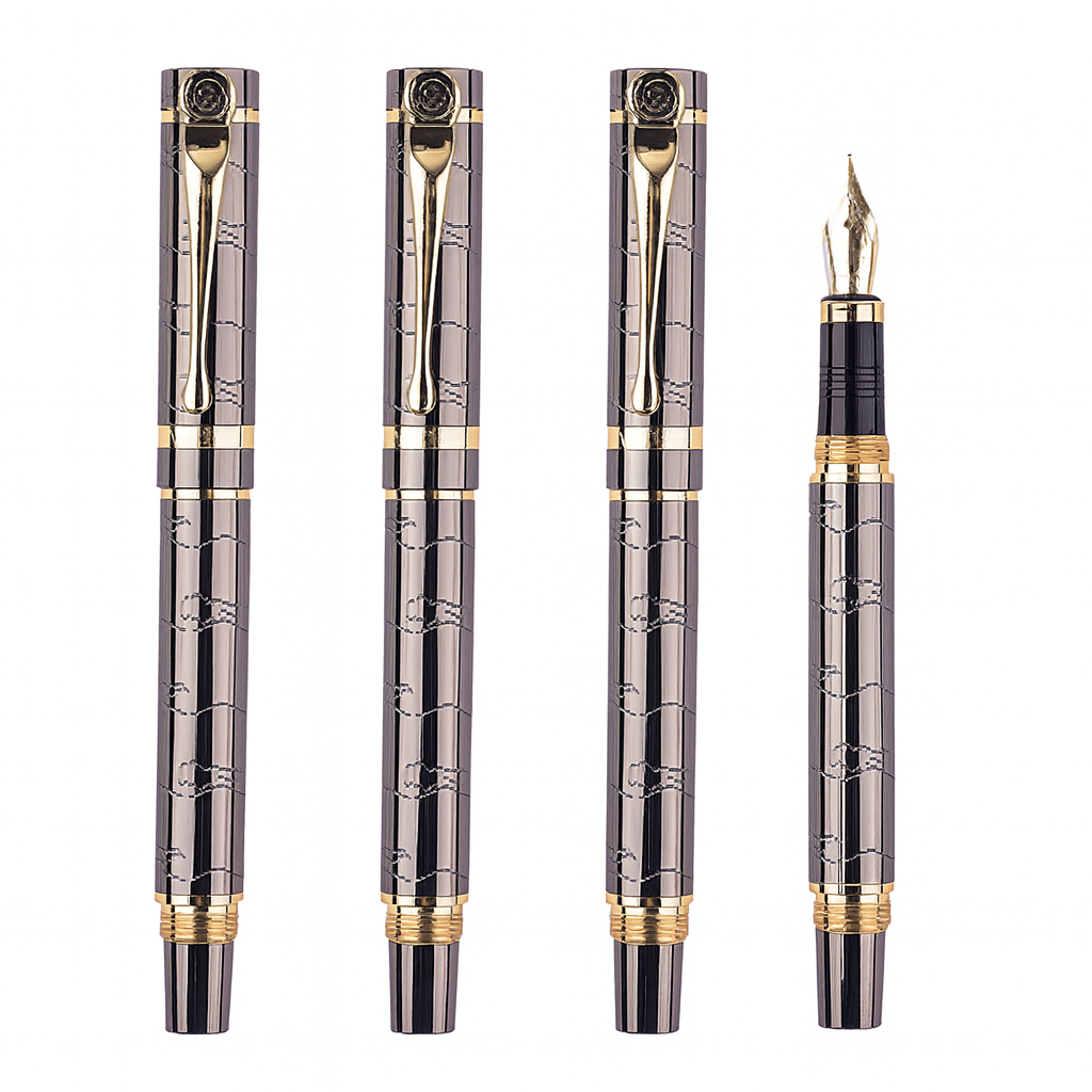 Engraved Metal Fountain Pens with Gold Trim – Custom OEM/ODM by Sunyale