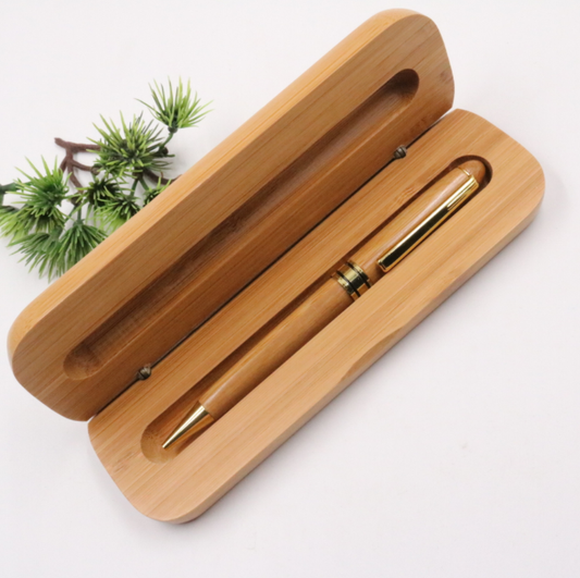 Sunyale Luxe Bamboo Pen with Gold Metal Clip — OEM/ODM Custom, Parker Refill