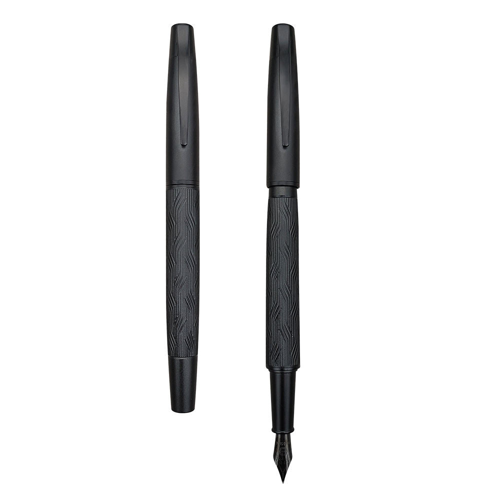 Sunyale Luxury Black Striped-Cap Fountain Pen — Custom Logo