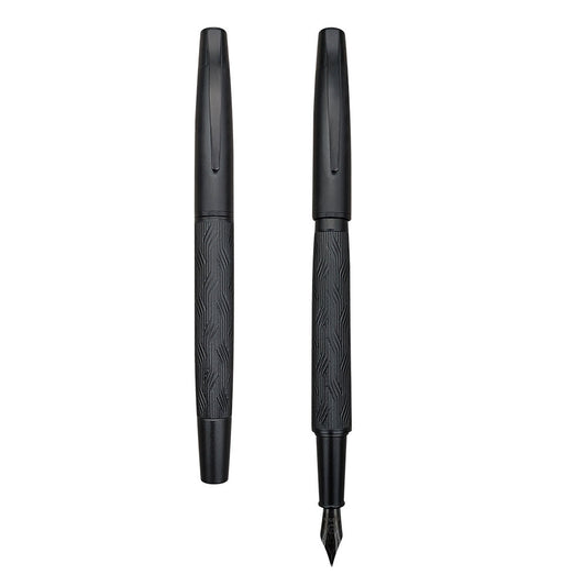 Sunyale Luxury Black Striped-Cap Fountain Pen — Custom Logo