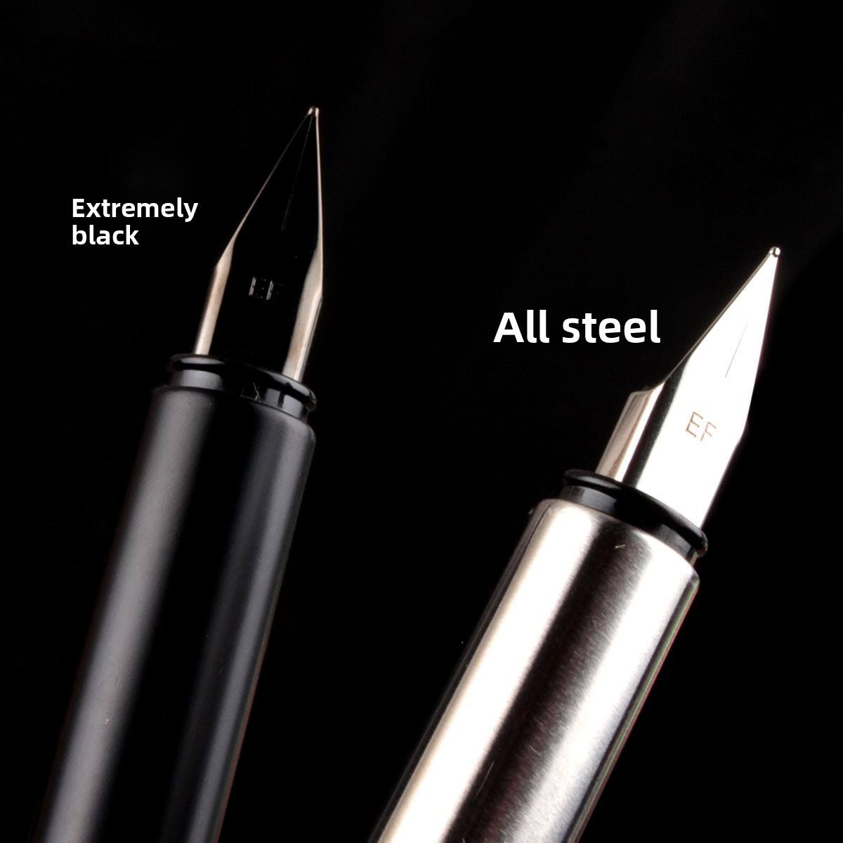 Sunyale Stunning Silver Full-Frosted & Matte Black Fountain Pen — EEF Fine Nib, OEM/ODM Custom